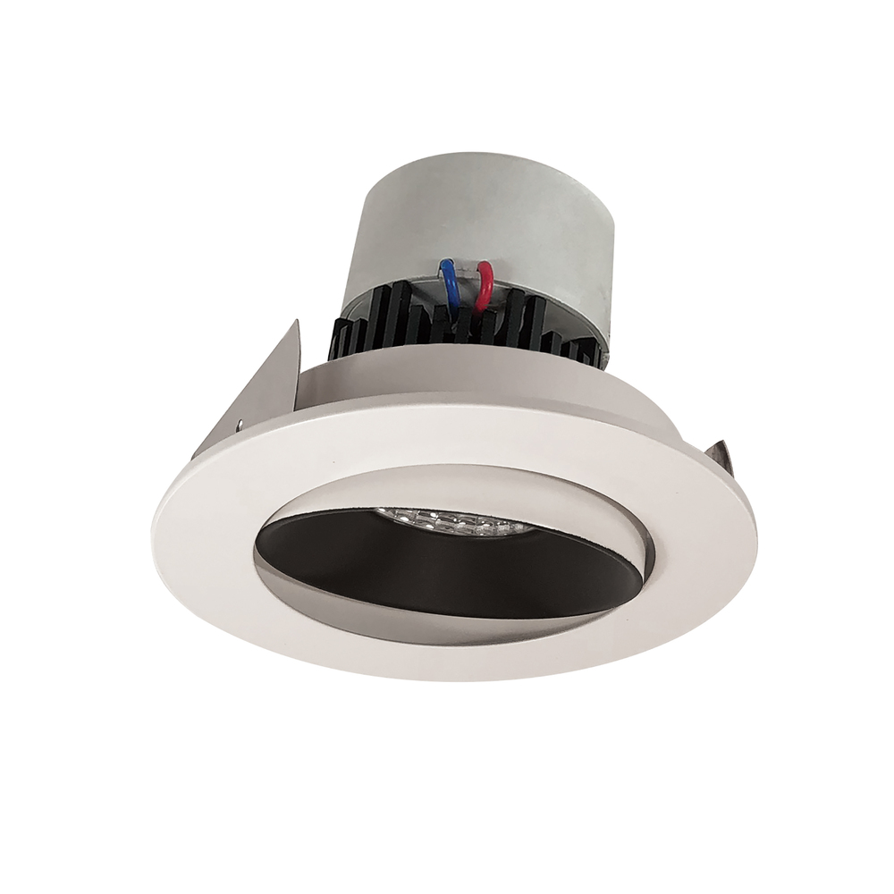 4" Pearl LED Round Adjustable Cone Retrofit, 1000lm / 12W, 3000K, Black Reflector / White Flange