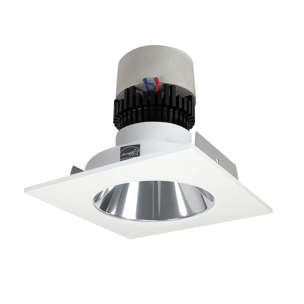 4" Pearl LED Square Retrofit Reflector with Round Aperture, 1000lm / 12W, 3000K, Specular Clear