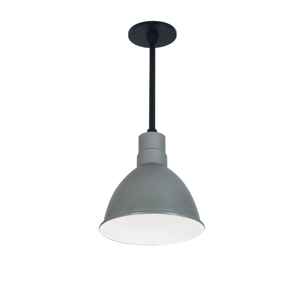 8" RLM 84" Stem Mounted LED Shade, 1200lm, 3500K, Gun Metal/White, 120V 0-10V/Triac/ELV &