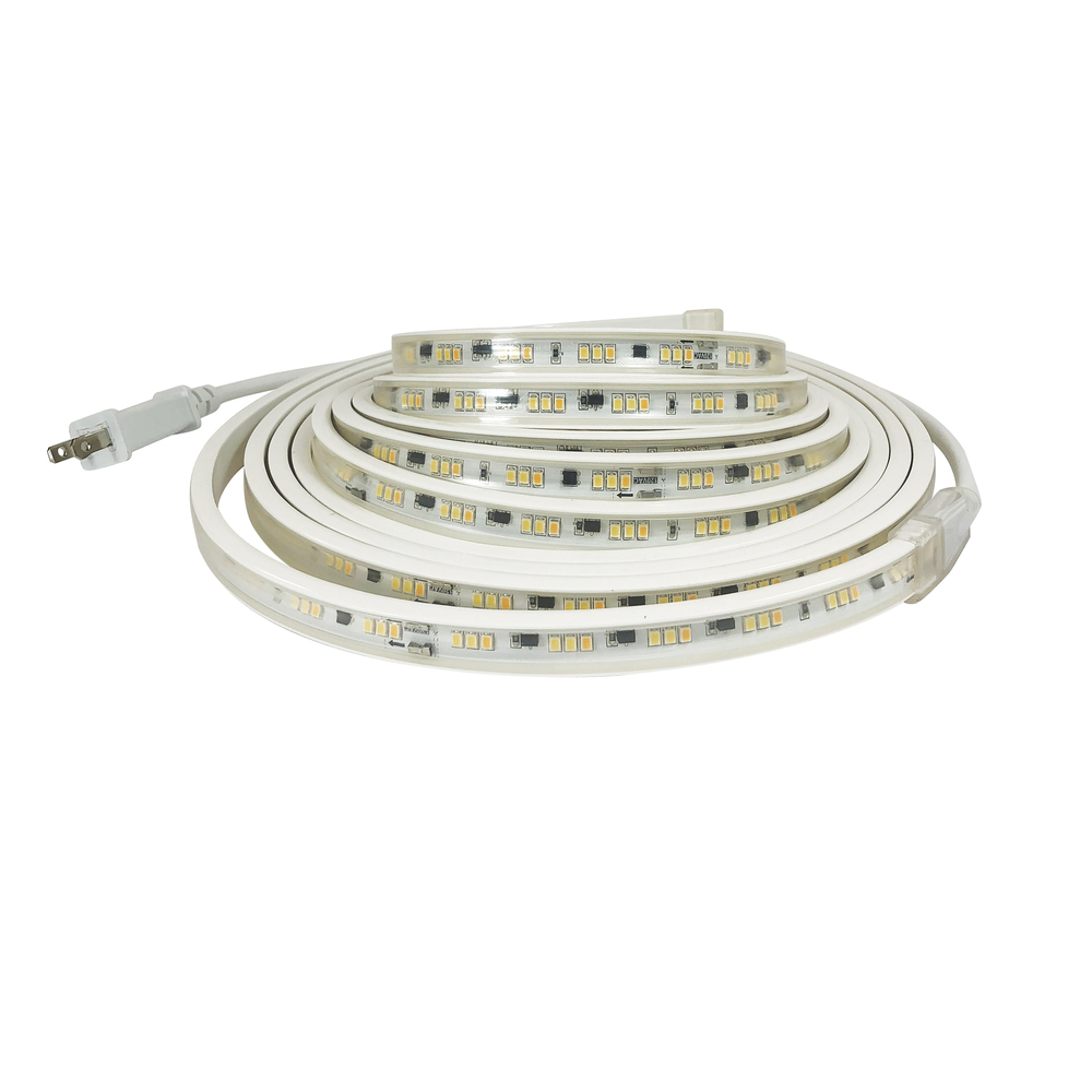 120V Continuous LED Tape Light, 150-ft, 330lm / 3.6W per foot, 3000K, w/ Mounting Clips and 8'