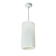 Nora NYLS3-6P1L135NC12WWW - 6" Sapphire III Pendant Mount White Cylinder, Matte Powder White Reflector/Matte Powder White