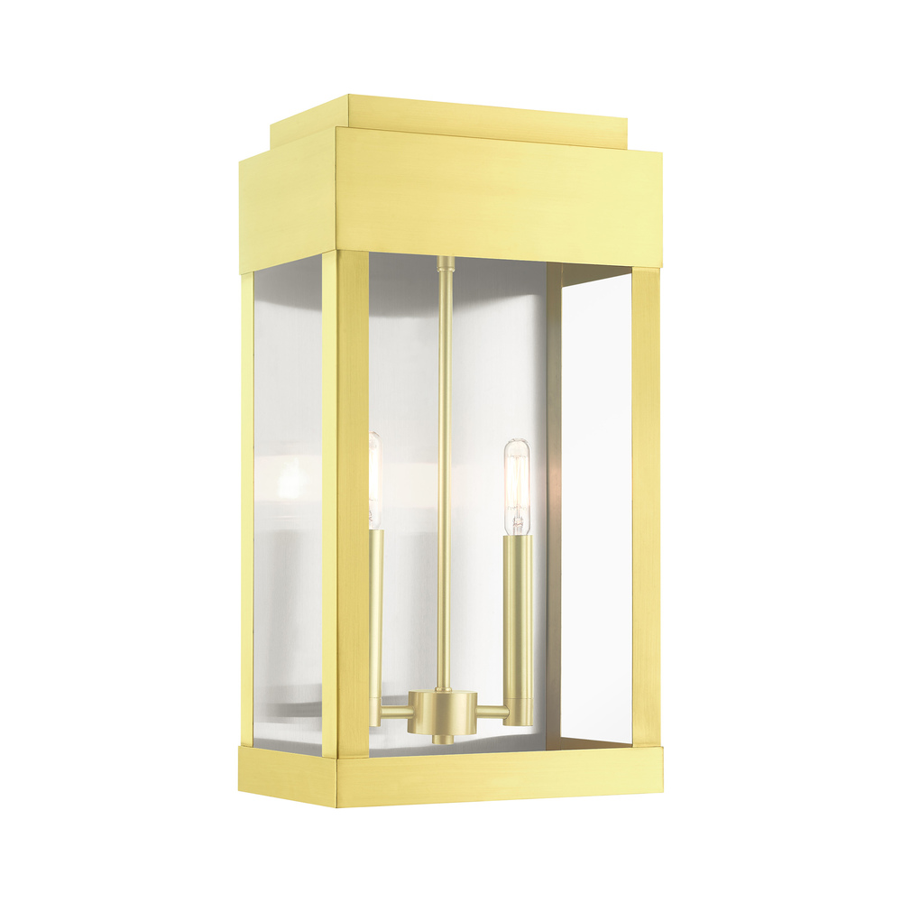 2 Lt Satin Brass  Outdoor Wall Lantern