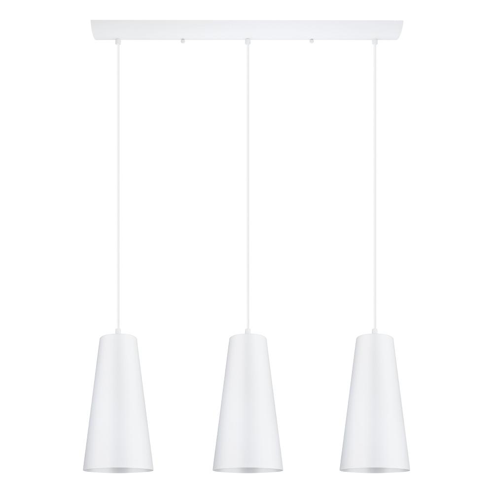 3 LT Linear Pendant w/ White Finish & White Metal Cone Shaped Shades
