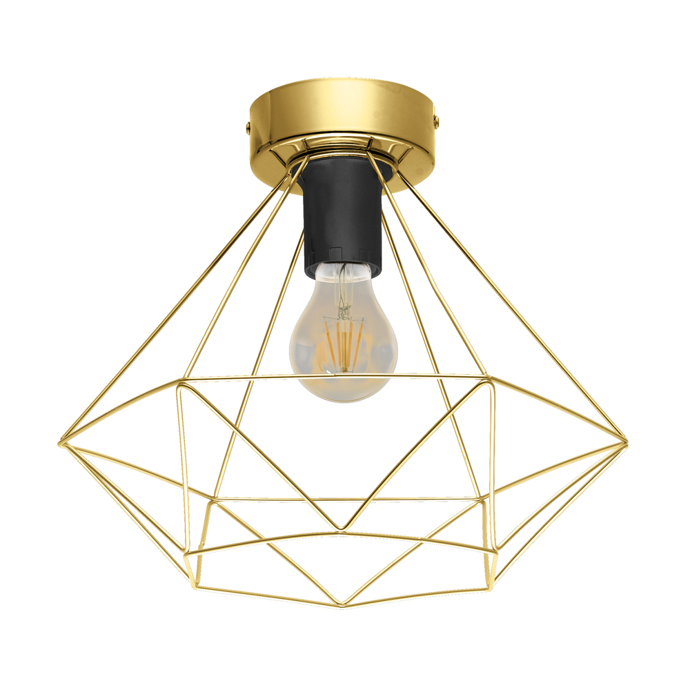 1 LT Open Frame Geometic Ceiling Light w/ a Brushed Brass Finish
