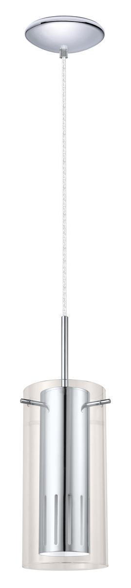 1 LT Mini Pendant w/ Chrome Finish & Chrome Cylinder Surrounded by Clear Glass
