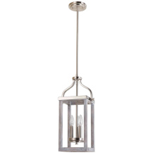 Eglo 203107A - 3 LT Pendant w/ Acacia Wood & Brushed Nickel Finish