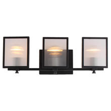 Eglo 203729A - 3 LT Bath/Vanity Light w/ Black Finish, Clear Reeded Glass Shade & Chrome Socket Holders