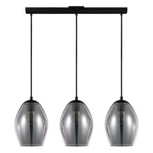 Eglo 204238A - 3 LT Pendant w/ Black Finish & Chrome Smoked Glass Shade
