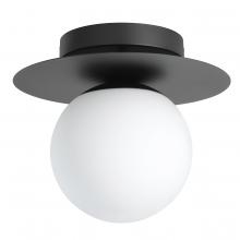 Eglo 205631A - 1 LT Ceiling Light w/ Structured Black Finish & White Glass Shade