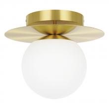 Eglo 39951A - 1 LT Ceiling Light w/ Brushed Brass Finish & White Opal Glass Shade