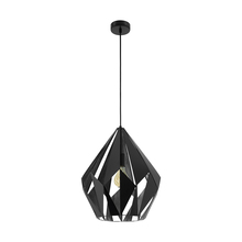 Eglo 49879A - 1 LT Pendant w/ Black Finish & Black w/ Silver Interior Geometric Metal Shade