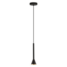 Eglo 97604A - 1 LT Mini Pendant w/ Black Finish & Black w/ Gold Interior Metal Shade