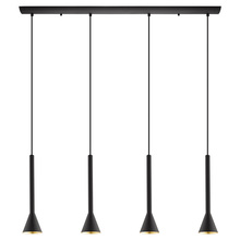 Eglo 97605A - 4 LT Linear Pendant w/ Black Finish & Black w/ Gold Interior Shades