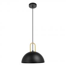 Eglo 99693A - 1 LT Pendant w/ a Structured Black Finish & Brushed Brass Accents
