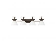 Golden 3602-BA4 RBZ-WHT - Duncan 4-Light Bath Vanity in Rubbed Bronze with Matte White