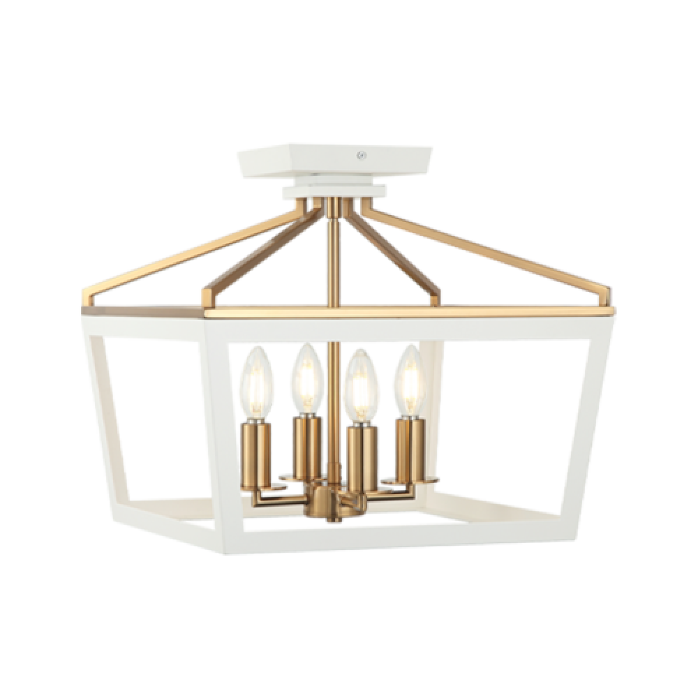 Mavonshire White + Aged Gold Brass Ceiling Mount