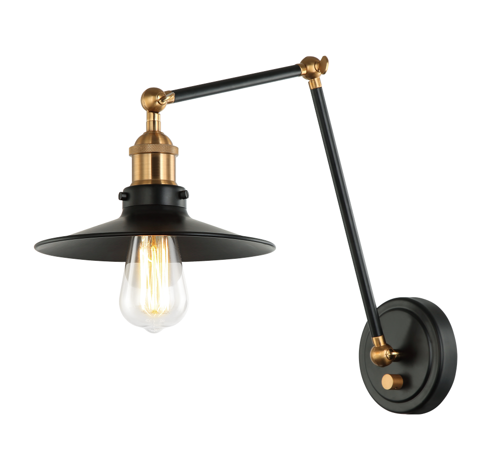 Brixson Aged Gold Brass + Black Wall Sconce