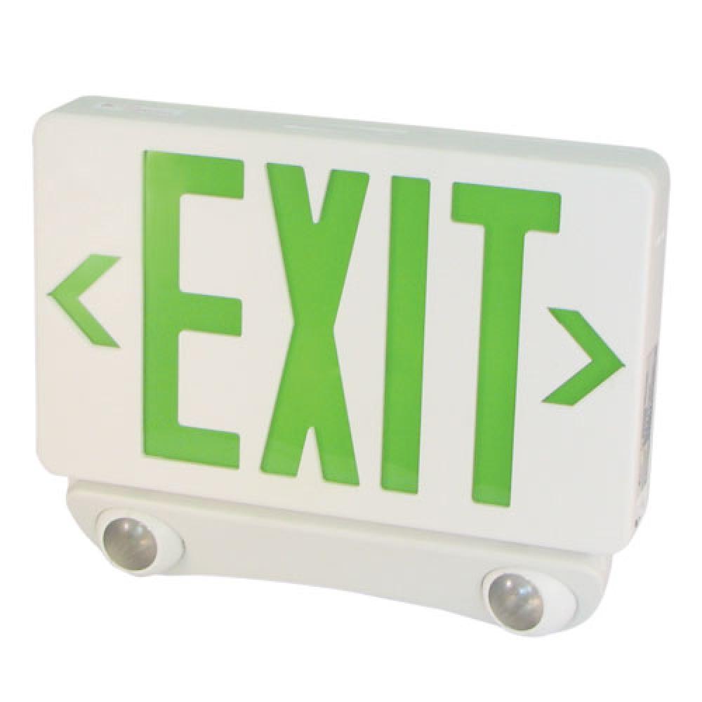 LED COMBO EXIT W/LED HEADS GREEN