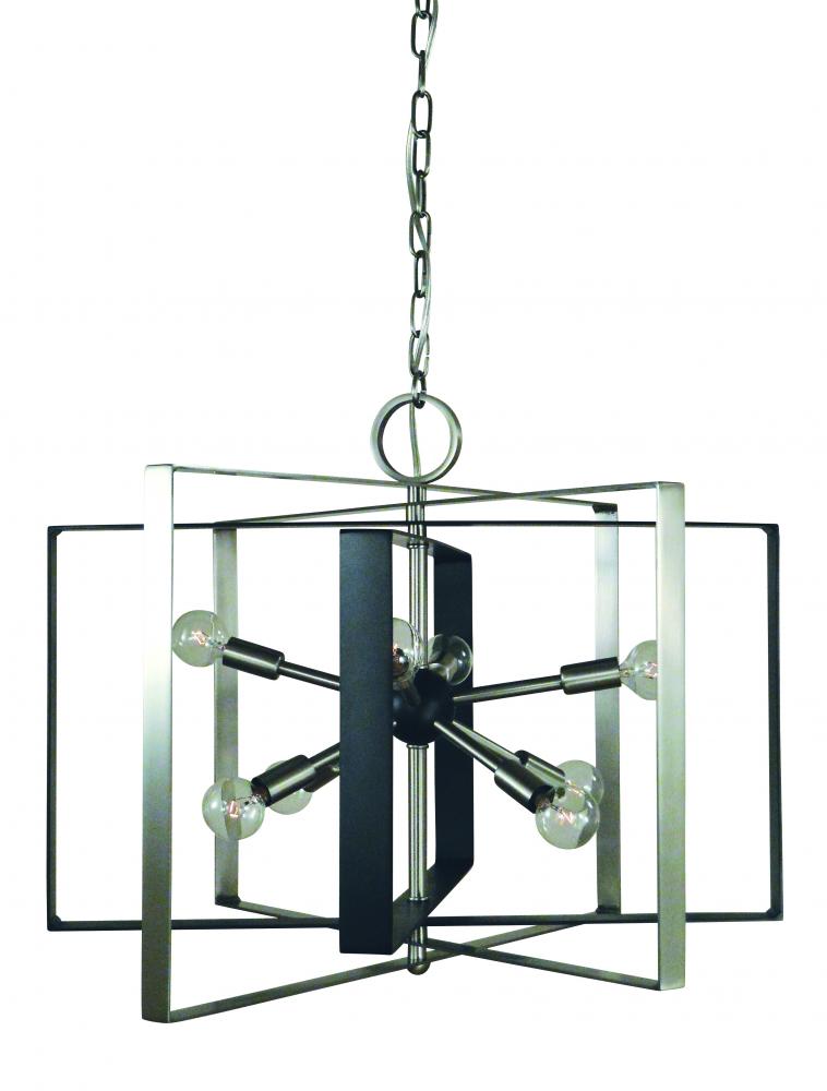 8-Light Brushed Nickel/Matte Black Interstellar Chandelier
