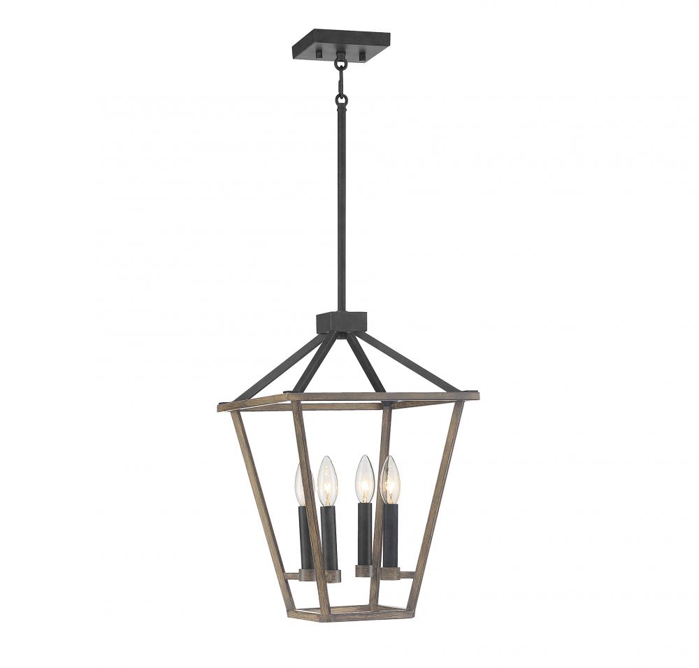 Oaklawn 4-Light Pendant in Whiskey Wood