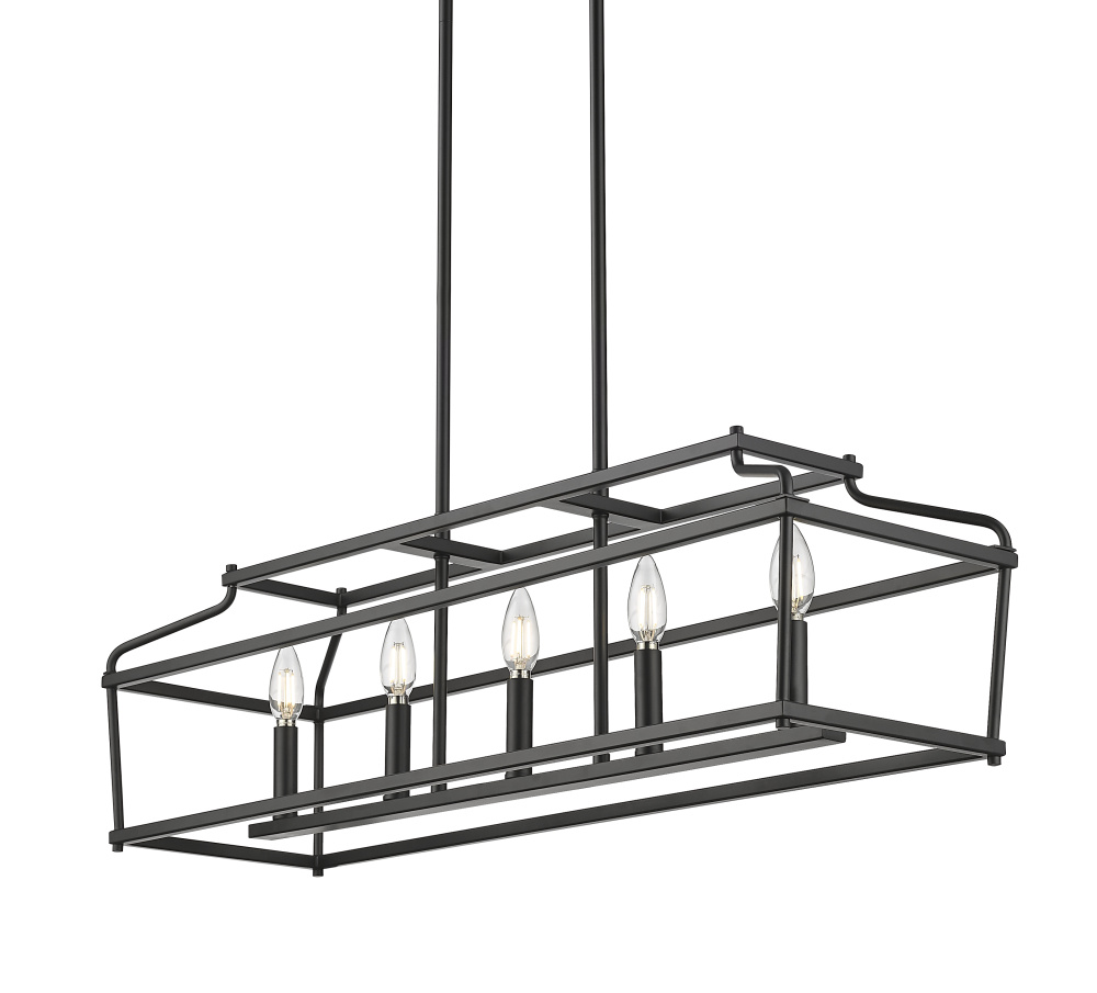 Nellita 34" Wide 5-Light Island - Matte Black