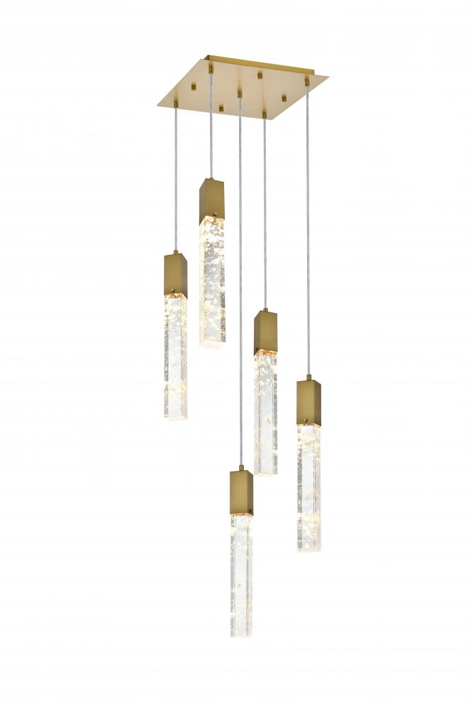 Pendant L16"W16"H24"L5 Satin Gold