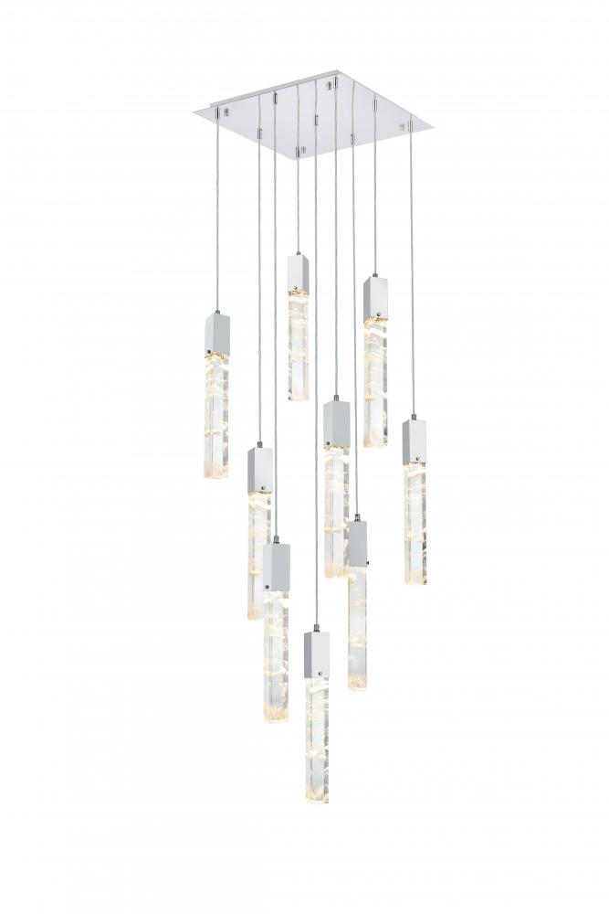 Pendant L20"W20"H24"L9 Chrome