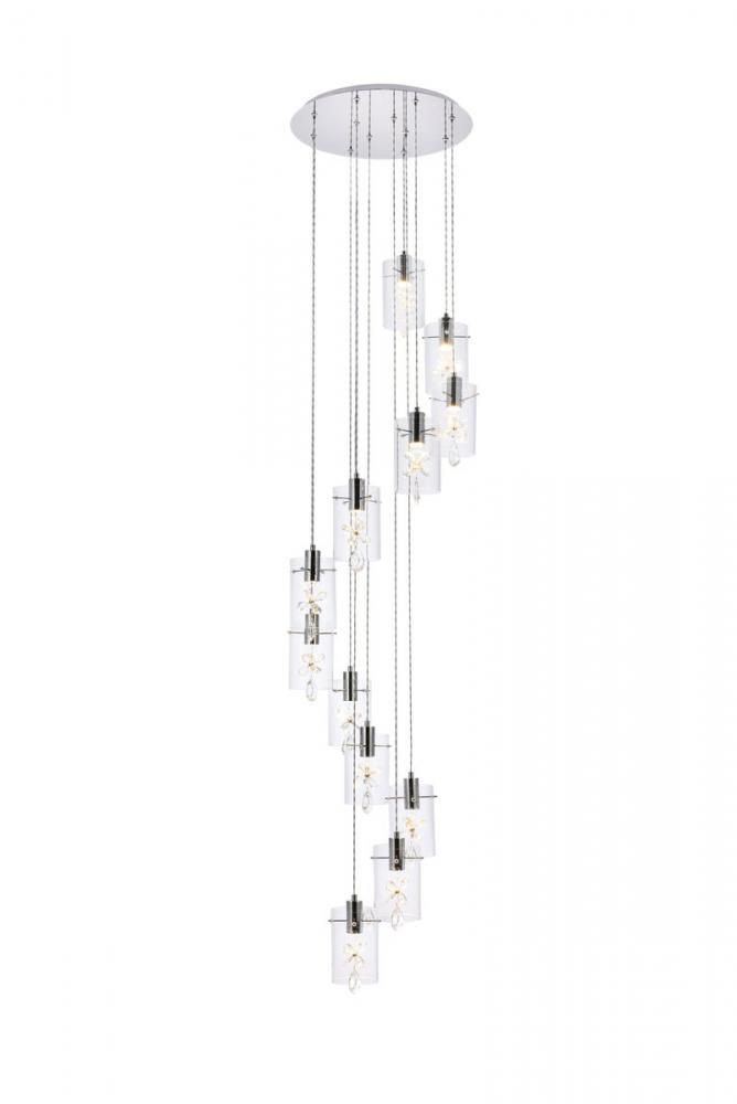 Hana 12 lights Chrome Pendant