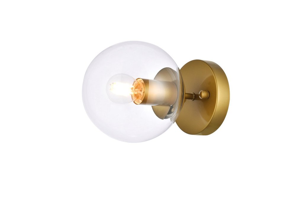 Mimi Wall/Flush mount W5.9"H5.9"E8.3"L1 Brass CL Glass