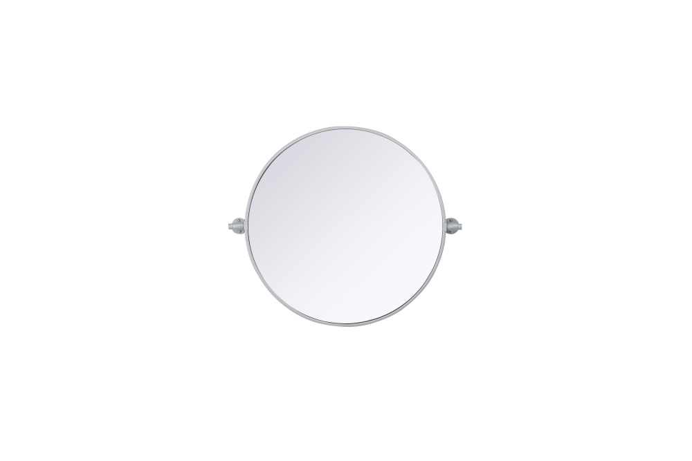 Metal Frame Round Mirror D24" Silver
