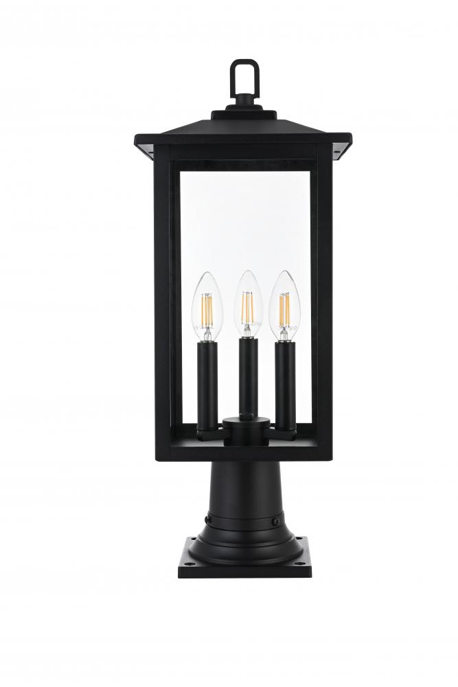 Outdoor Pole Light L9" W9" H22" L3 Black