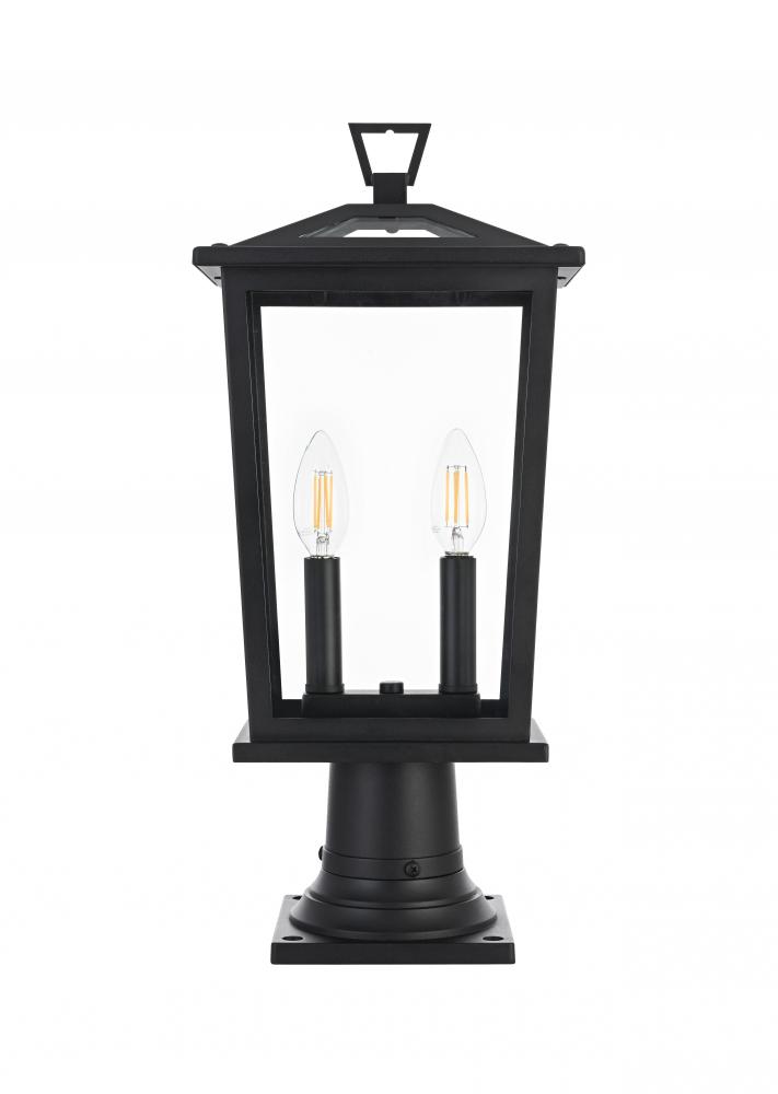 Outdoor Pole Light L8.5" 6" H19.5" L2 Black