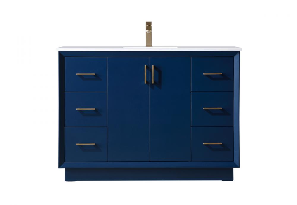 Vanity Cabinet 6Dw 2Dr 48"W x 22"D x 35"H blue