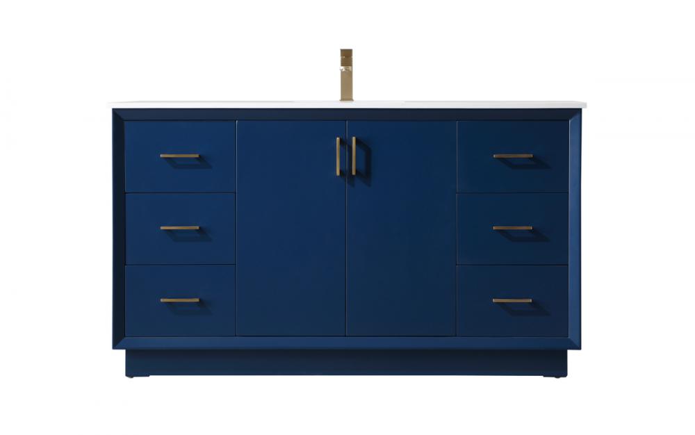 Vanity Cabinet 6Dw 2Dr 60"W x 22"D x 35"H blue