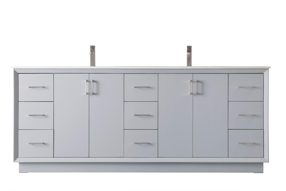 Vanity Cabinet 9Dw 4Dr 84"W x 22"D x 35"H grey