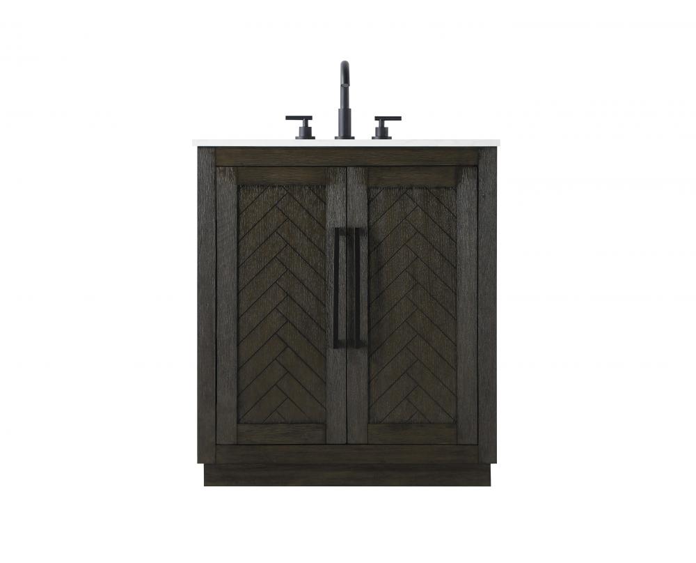 Vanity Cabinet 2Dr W30"x D19"x H34" Chocolate Oak