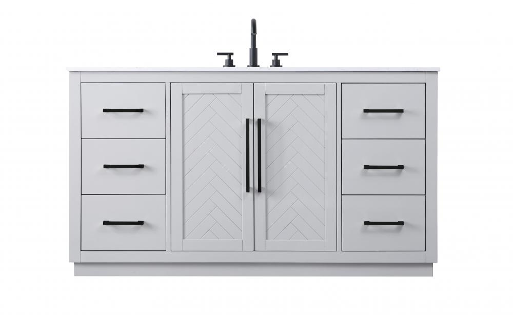 Vanity Cabinet 2Dr 6Dw W60"xD21.5"xH34" Grey