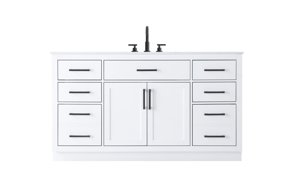 Vanity Cabinet 2Dr7Dw 60"W x 22"D x 35''H White