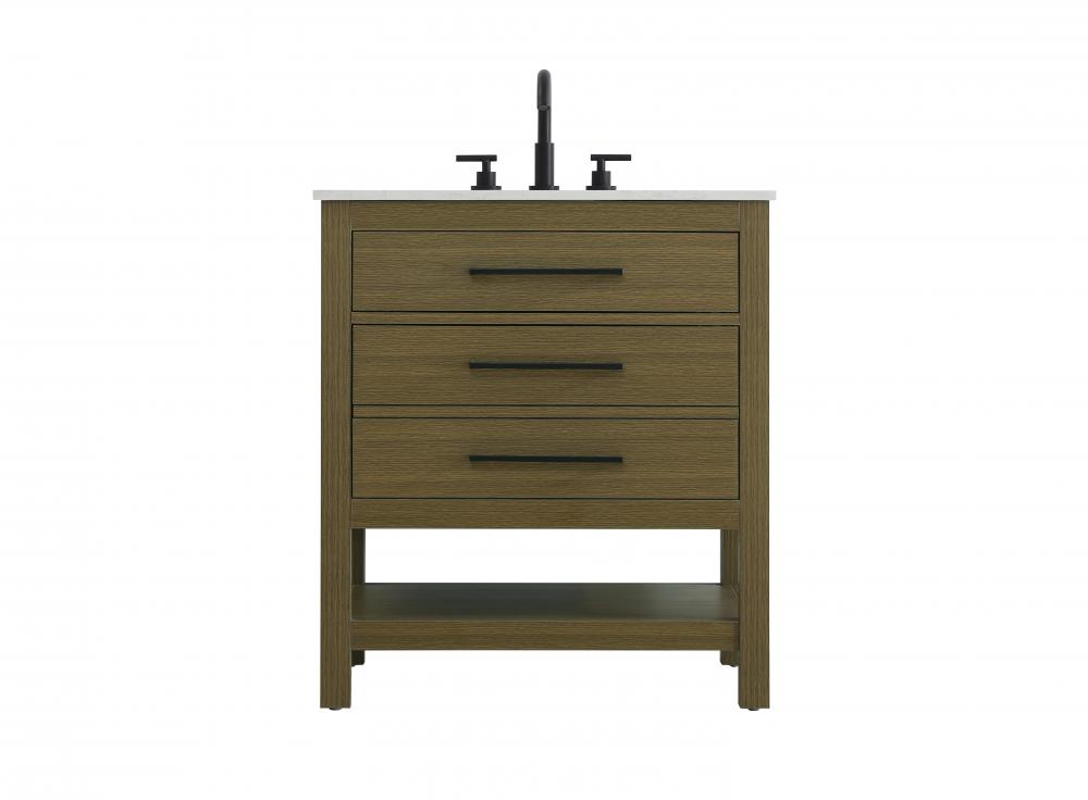 Vanity Cabinet 2DW 30"W x 22"D x 34"H Chestnut Brown