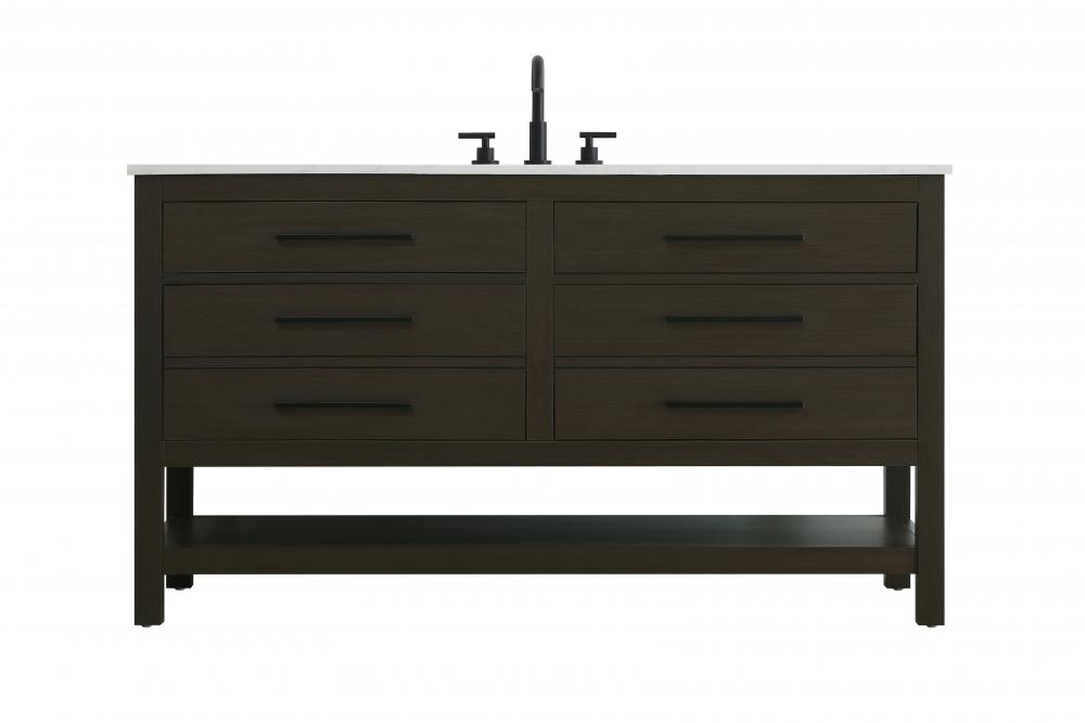 Vanity Cabinet 4DW 60"W x 22"D x 34"H Mocha Brown