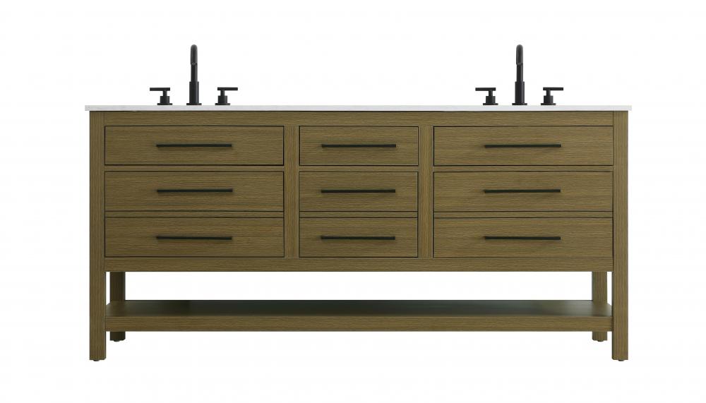Vanity Cabinet 6Dw 72"W x 22"D x 34"H Chestnut Brown
