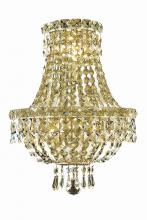 Elegant V2528W12G/RC - Tranquil 3 Light Gold Wall Sconce Clear Royal Cut Crystal