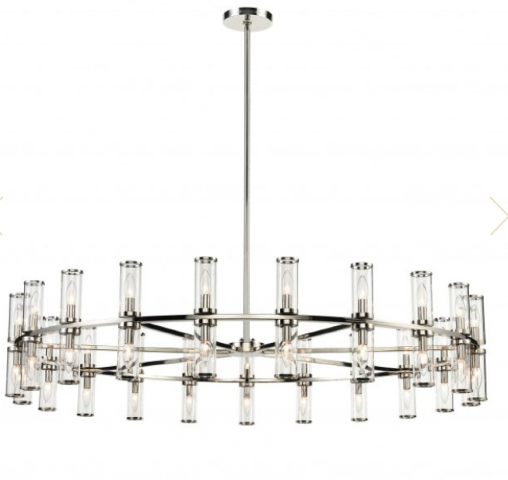 Revolve Clear Glass/Polished Nickel 42 Lights Chandeliers